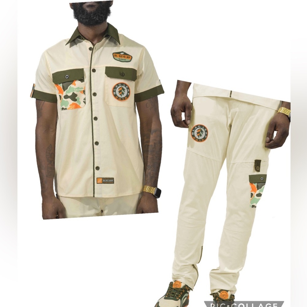 Blac Leaf 2 piece set polo button down muti colors